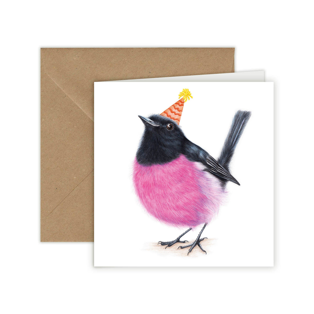 Roze Roodborstje - Wenskaart met envelop