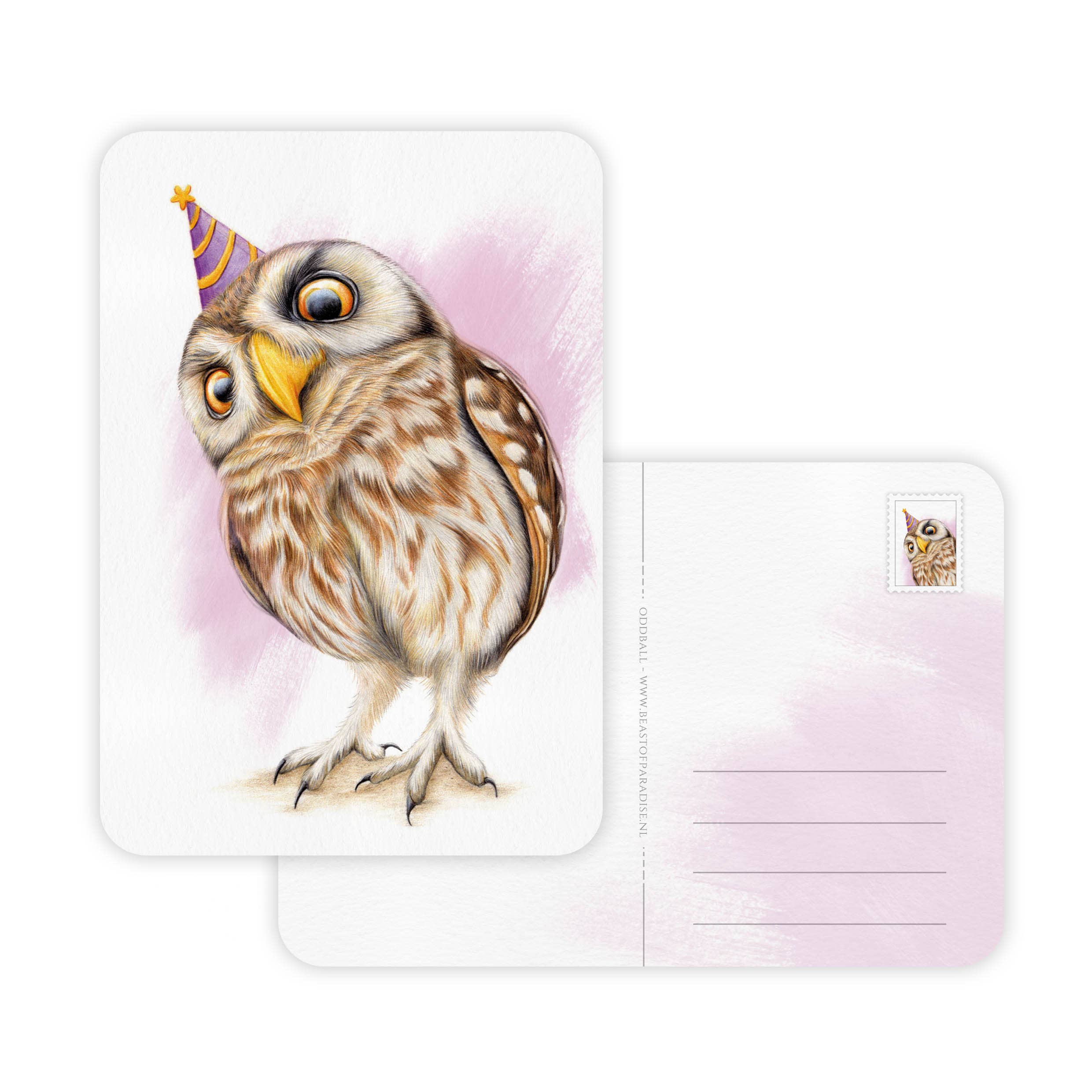 Kleine Uil Jarig - Ansichtkaart