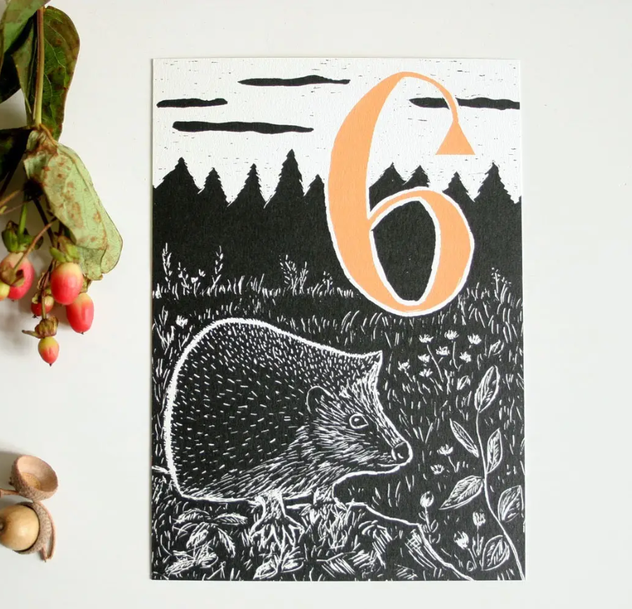 Egel ‘Zes’ – Ansichtkaart