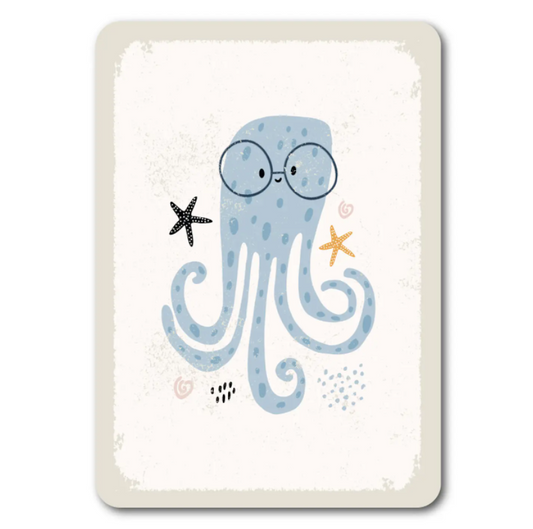 Octopus met bril – Ansichtkaart