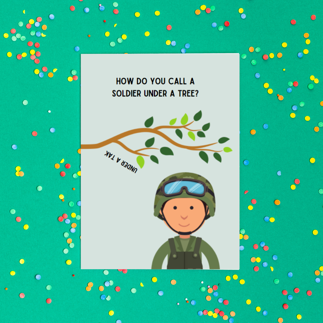 'How do you call a soldier under a tree' - Grapje Ansichtkaart