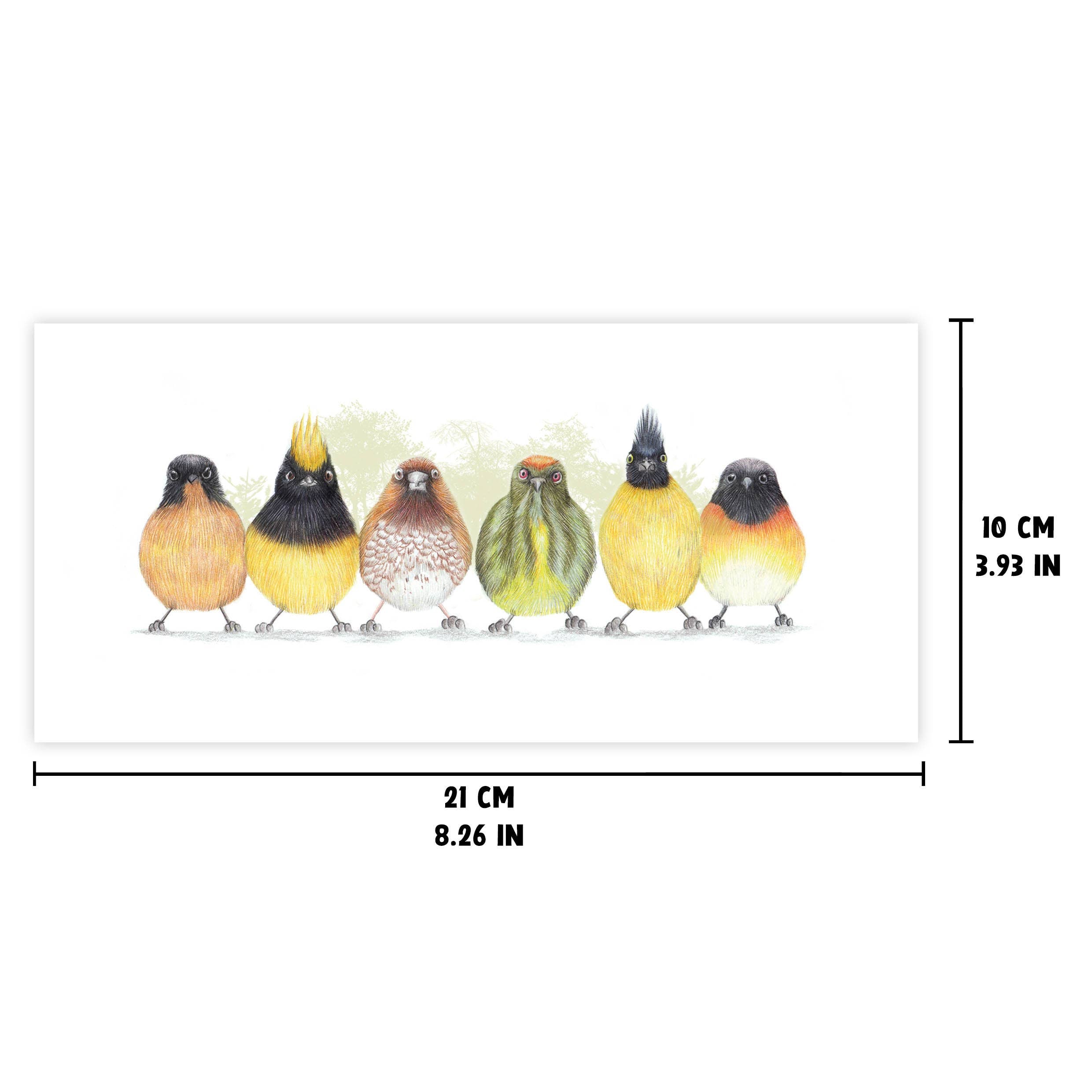 Schattige Vogels Geeltinten - Wenskaart met envelop