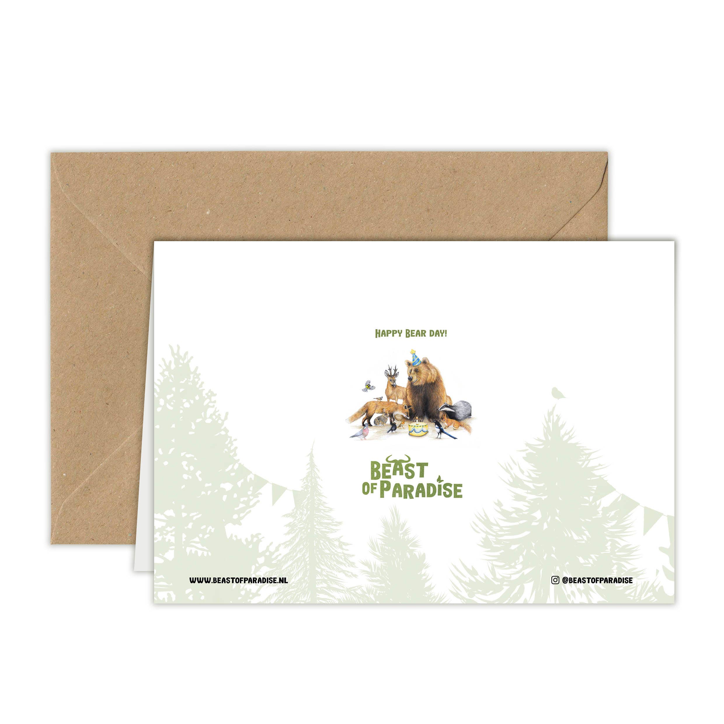 Bosdieren en Vogels - Wenskaart met envelop