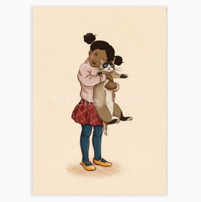Meisje met Kat – Ansichtkaart