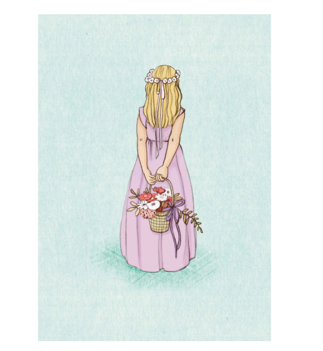 Bloemenmeisje blond – Ansichtkaart