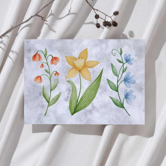 Drie Bloemen - Illustratie Ansichtkaart