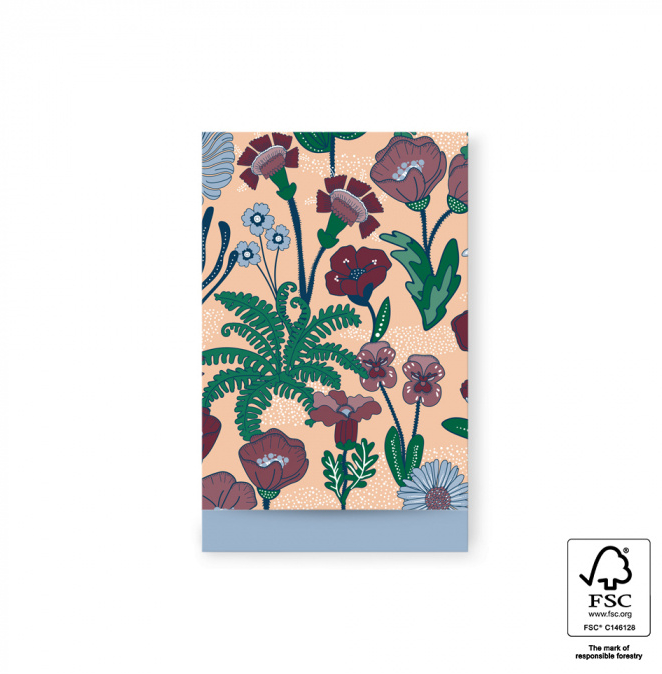 Vintage Bloemen Peach Maroon - 5 Zakjes 12x19cm