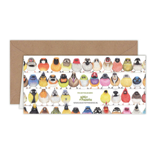 Schattige Vogels - Wenskaart met envelop