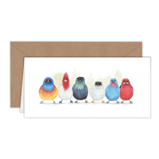 Schattige Vogels versie 2 - Wenskaart met envelop