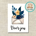 'Voor jou' Envelop met bloemen - Ansichtkaart
