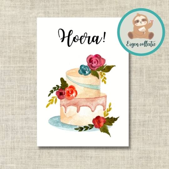 'Hoera!' - Taart Ansichtkaart