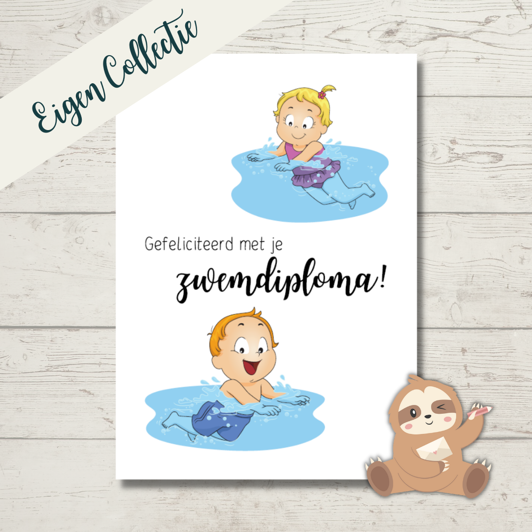 'Gefeliciteerd met je zwemdiploma!' - Ansichtkaart