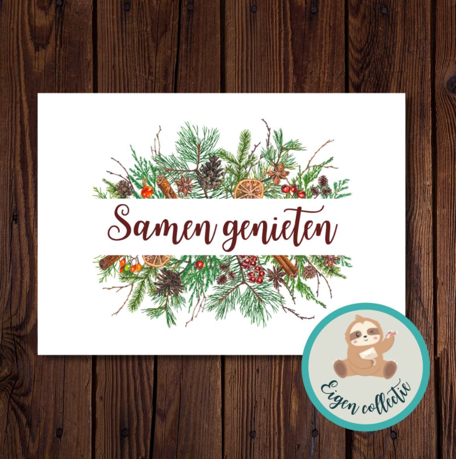 'Samen genieten' - Kerst Ansichtkaart