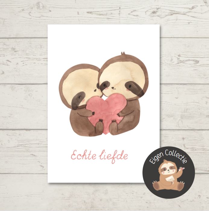 'Echte liefde' - Luiaards Ansichtkaart