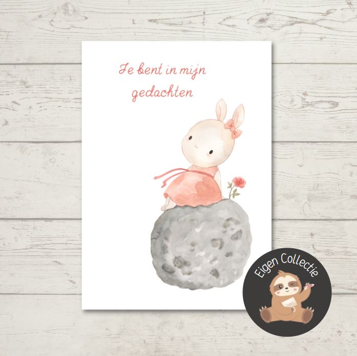 'Je bent in mijn gedachten' - Konijntje Ansichtkaart