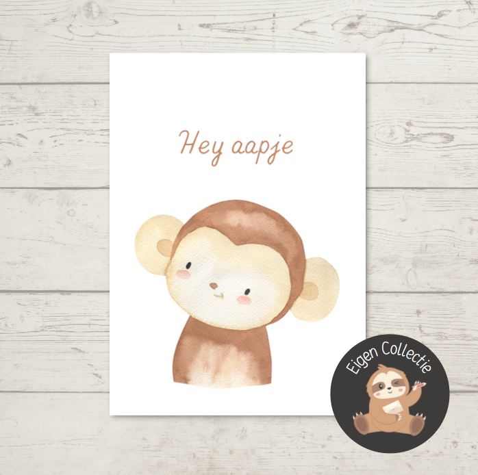 'Hey aapje’ – Ansichtkaart