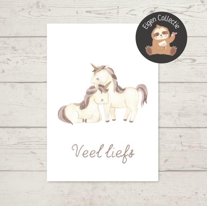 'Veel liefs’ – Eenhoorns Ansichtkaart