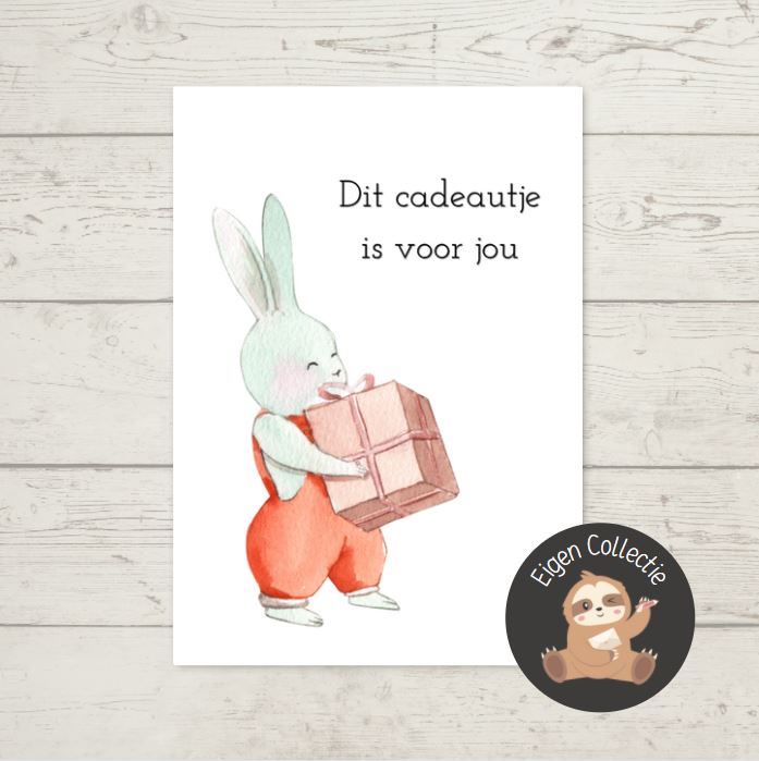'Dit cadeautje is voor jou’ – Konijn Ansichtkaart
