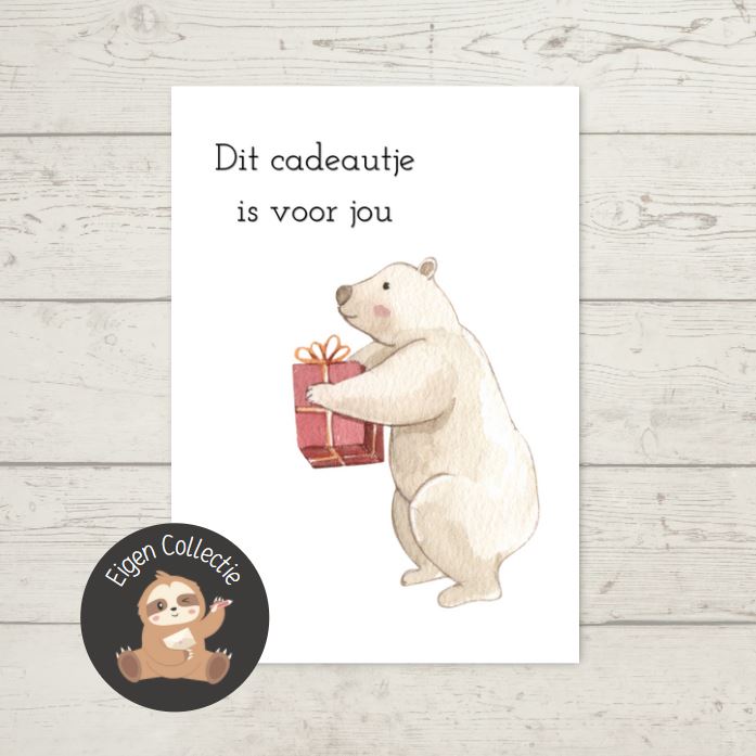 'Dit cadeautje is voor jou’ – IJsbeer Ansichtkaart