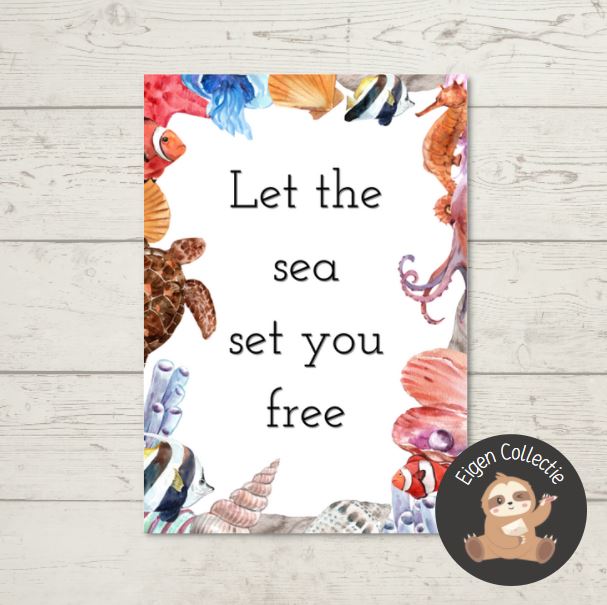 'Let the sea set you free’ – Quote Ansichtkaart