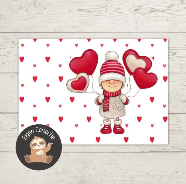 Mannetje met Ballonnen – Liefde Ansichtkaart