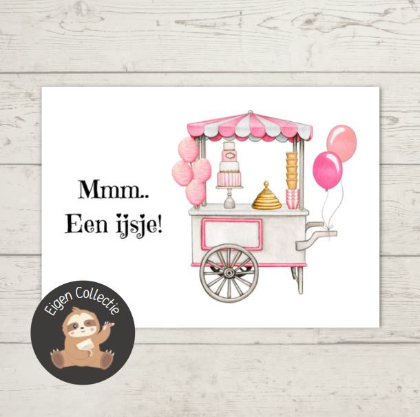 'Mmm… Een ijsje!’ – IJskar Ansichtkaart