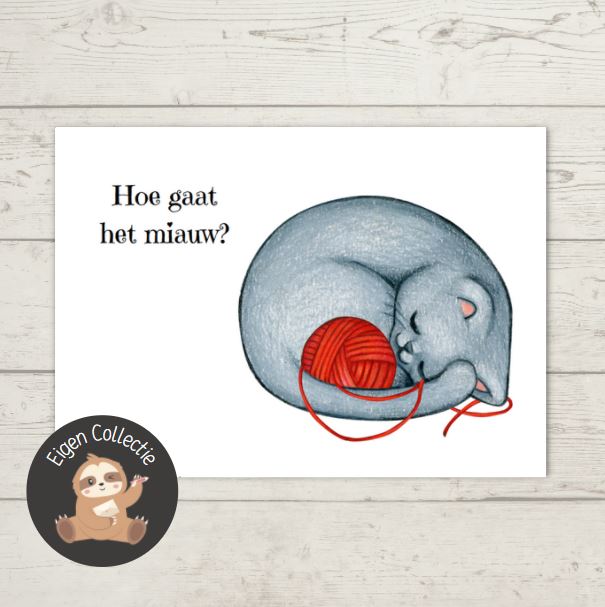 'Hoe gaat het miauw?’ – Kat Ansichtkaart