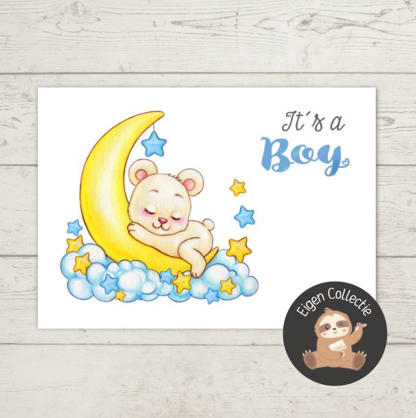 'It’s a boy’ – Beertje op maan Ansichtkaart