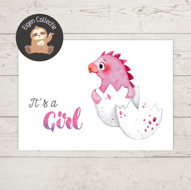 'It’s a girl’ – Dino Ei Ansichtkaart