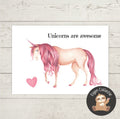 'Unicorns are awesome’ – Roze Eenhoorn Ansichtkaart