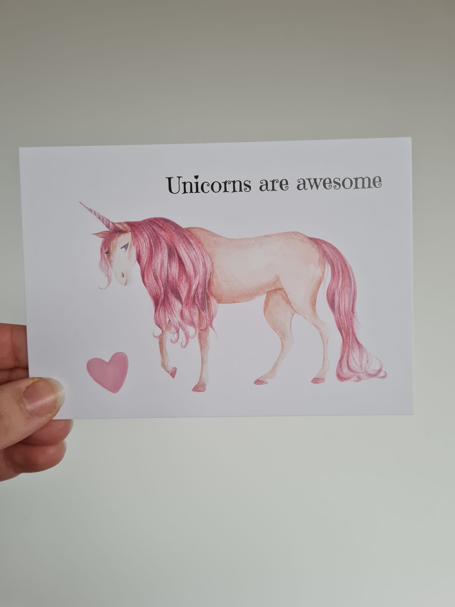 'Unicorns are awesome’ – Roze Eenhoorn Ansichtkaart