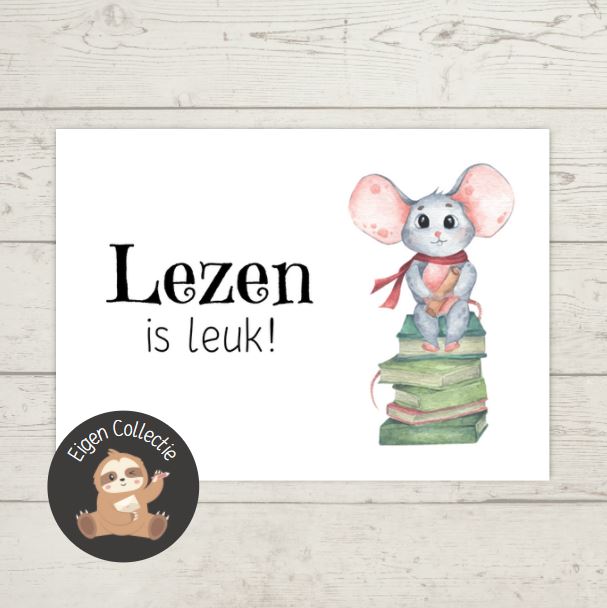 'Lezen is leuk!’ – Muis Ansichtkaart