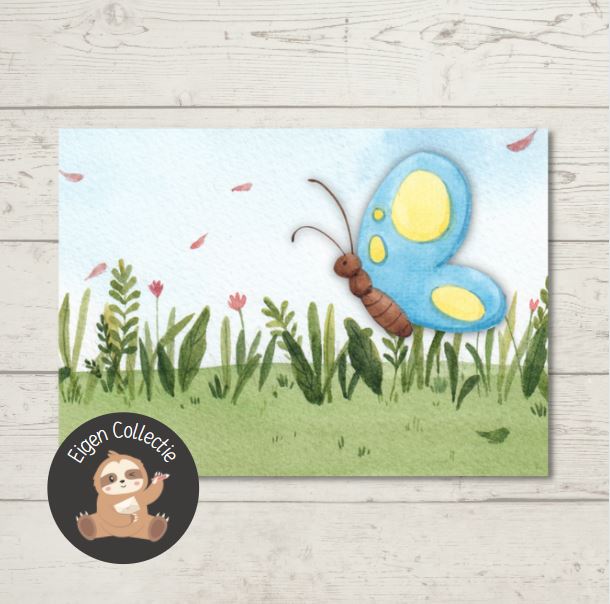 Vlinder en gras – Ansichtkaart