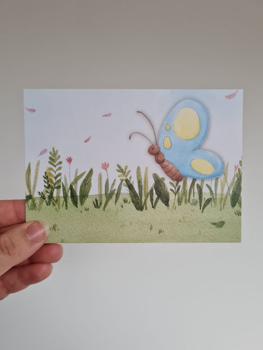 Vlinder en gras – Ansichtkaart