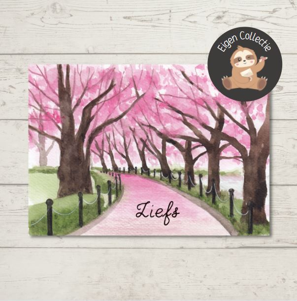 'Liefs’ – Roze Laan Ansichtkaart