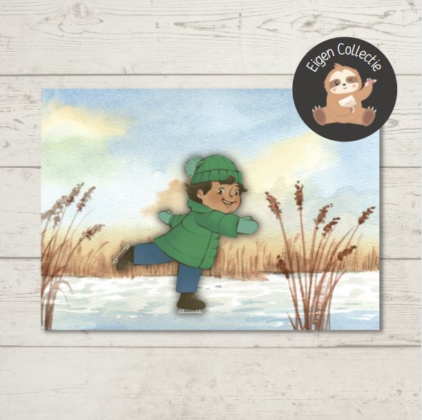 Jongen – Schaatsen Ansichtkaart