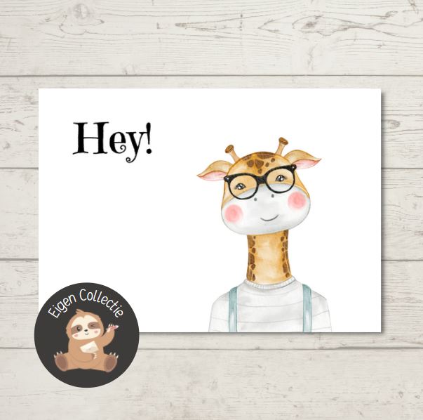 'Hey!’ – Giraffe Ansichtkaart