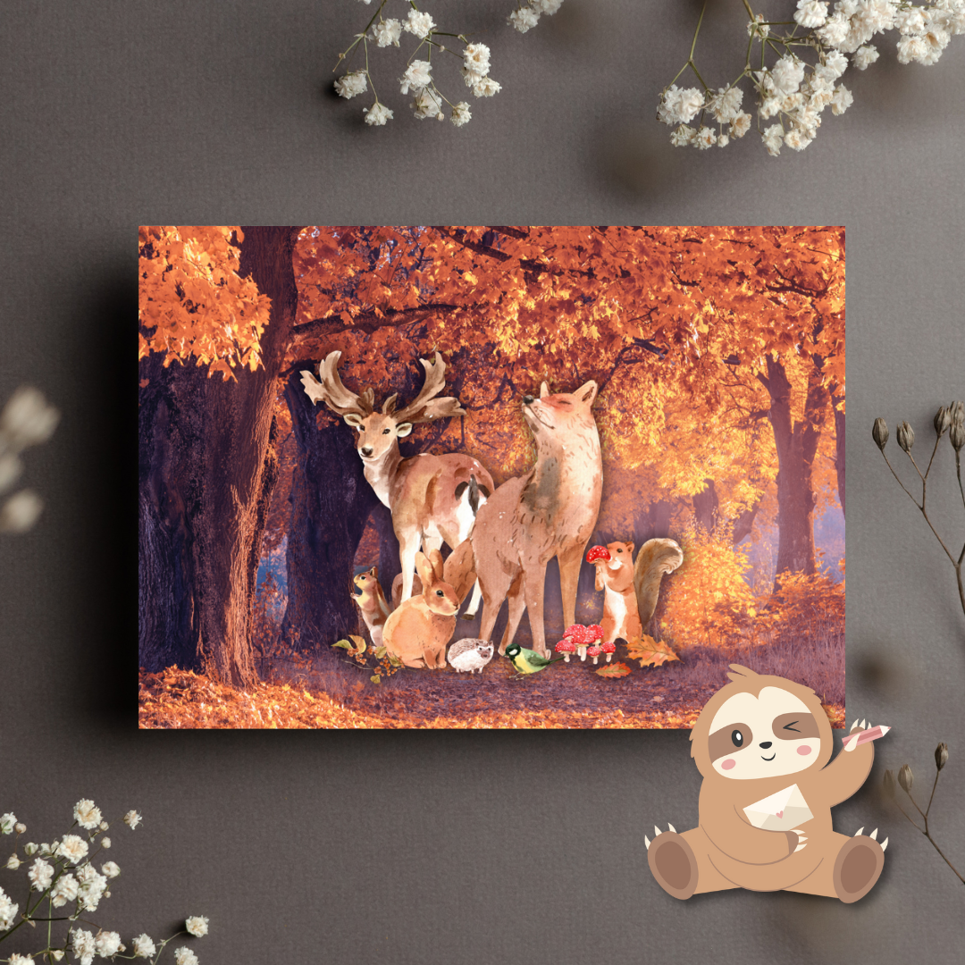 Dieren in het bos – Herfst Ansichtkaart
