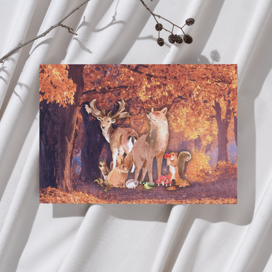Dieren in het bos – Herfst Ansichtkaart