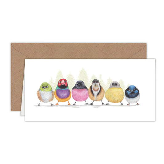 Schattige Vogels - Wenskaart met envelop