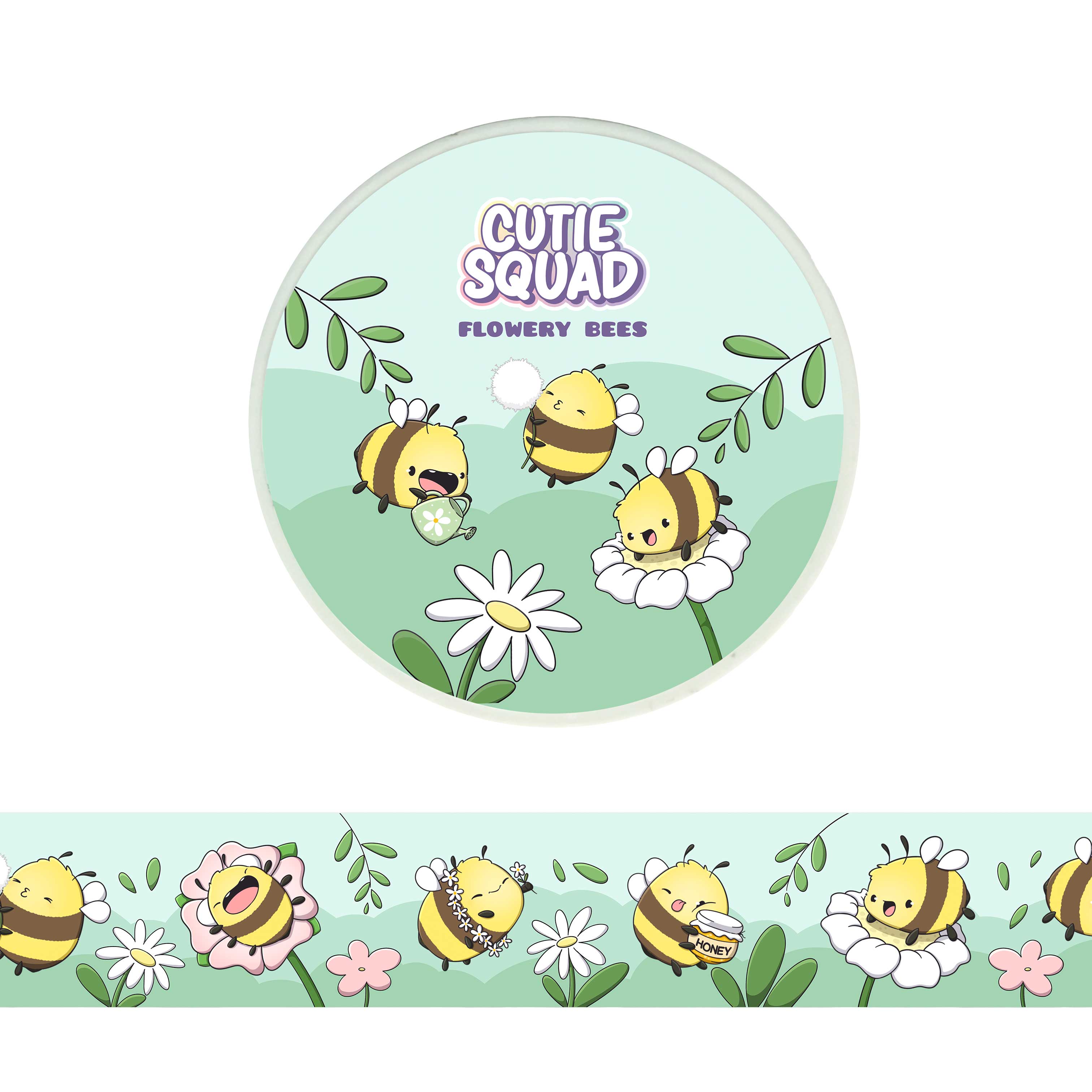 Bloemige bijen – schattige bijen washi-tape 10 m