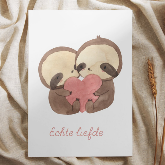 'Echte liefde' - Luiaards Ansichtkaart