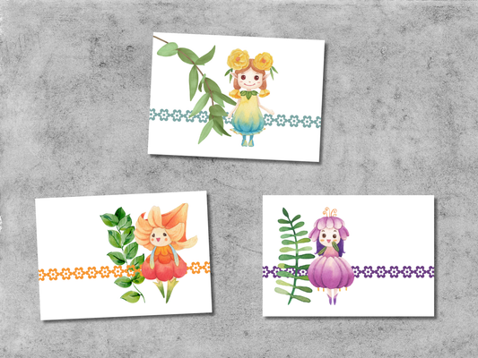 Bloemen feetjes - Set van 3 Ansichtkaarten