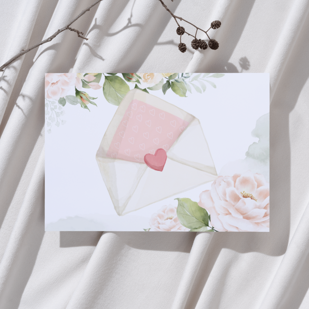 Envelop romantisch roze - Ansichtkaart