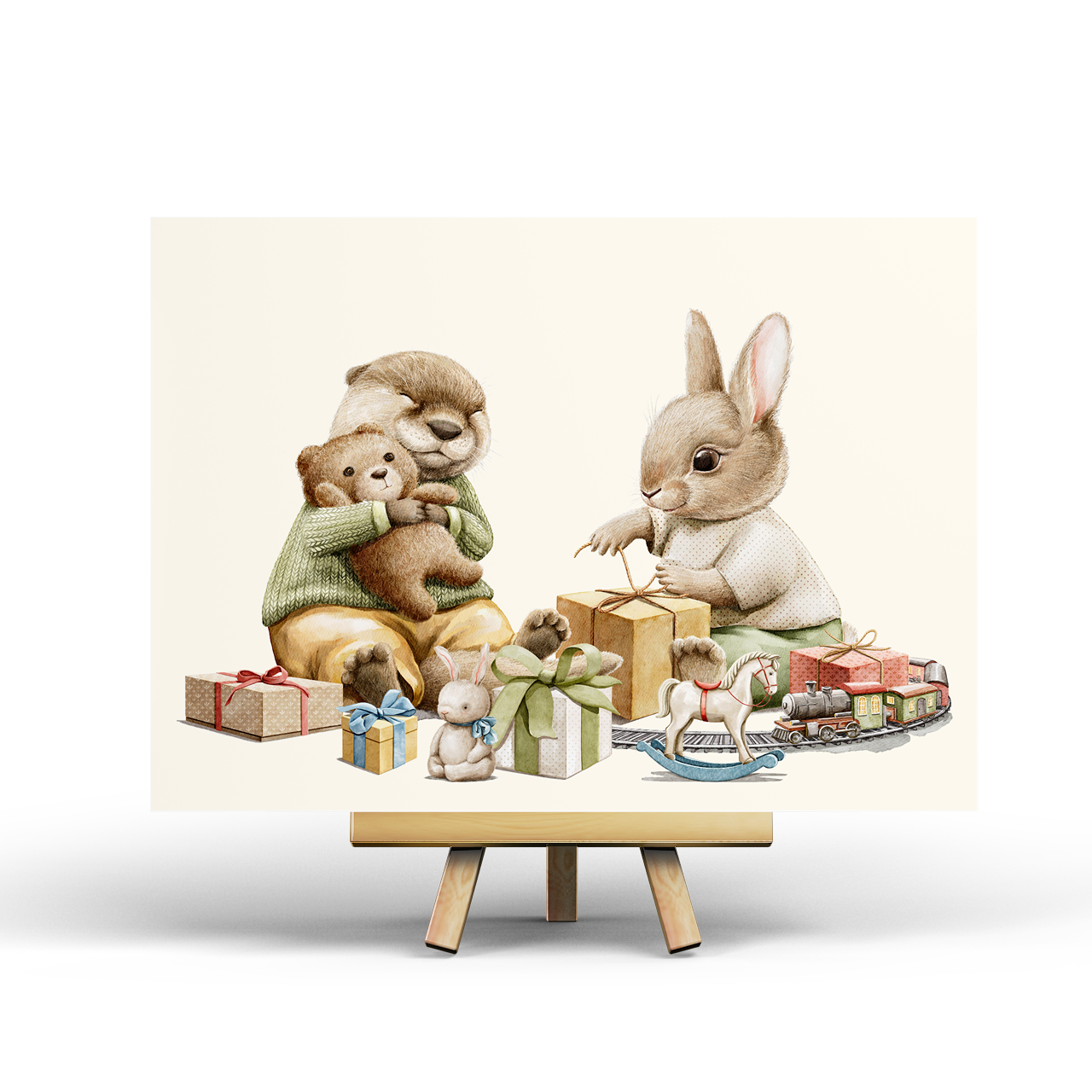 Cadeautjes openen - Ansichtkaart