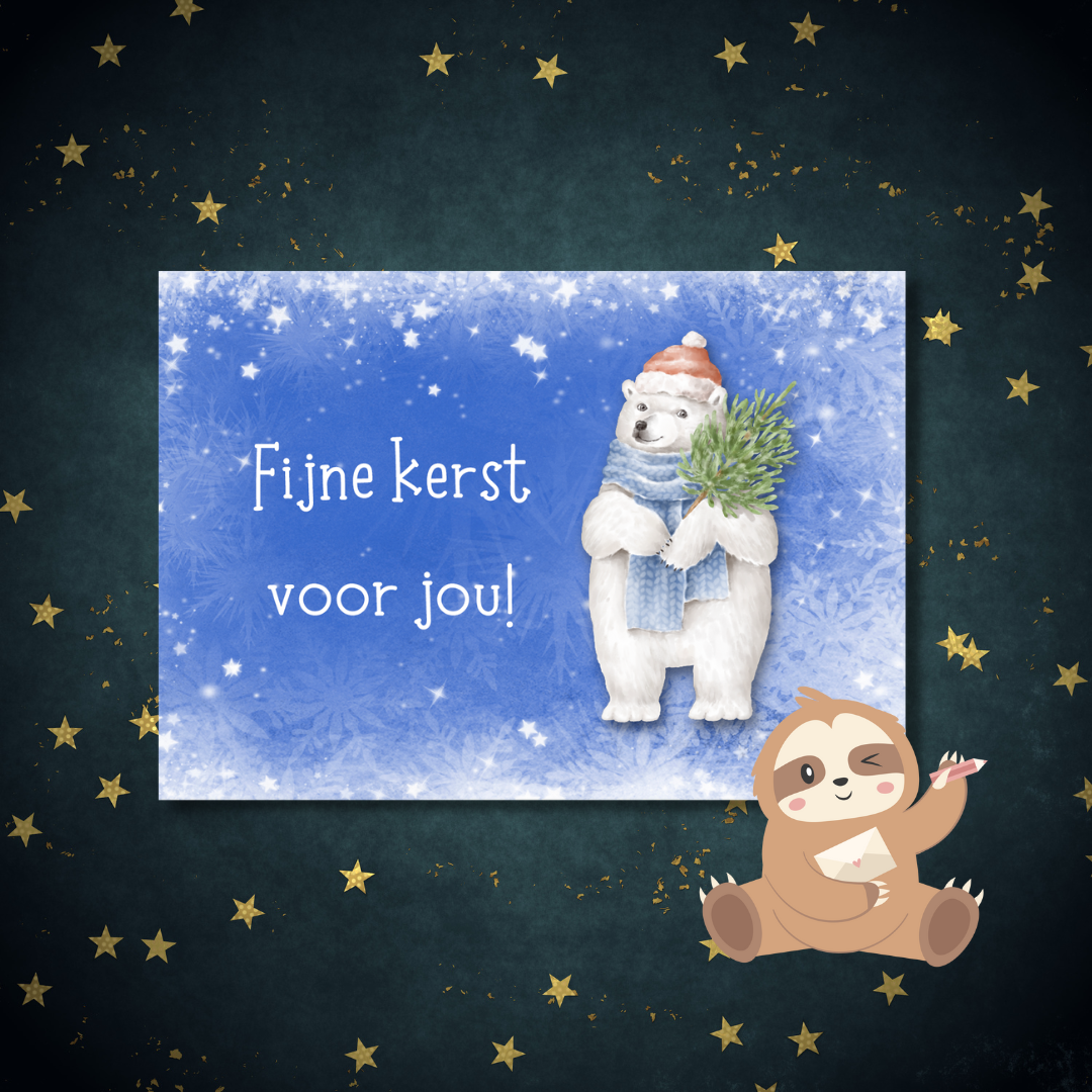 'Fijne kerst voor jou!’ – IJsbeer Ansichtkaart