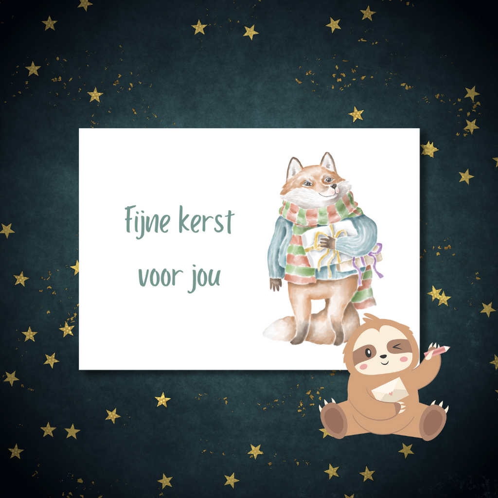 'Fijne kerst voor jou’ – Vos Ansichtkaart