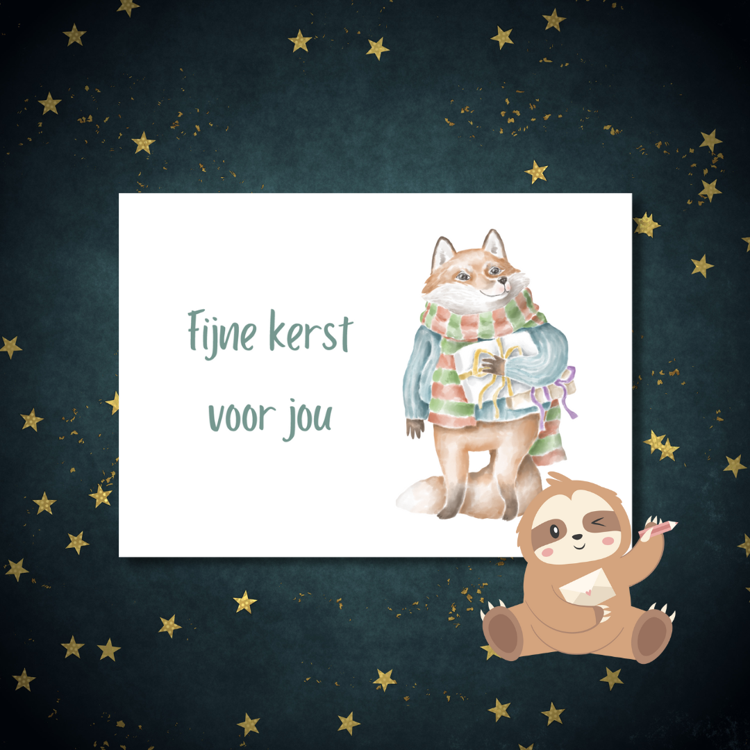 'Fijne kerst voor jou’ – Vos Ansichtkaart