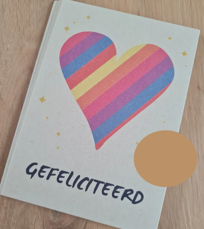 'Gefeliciteerd’ – Hartje Ansichtkaart