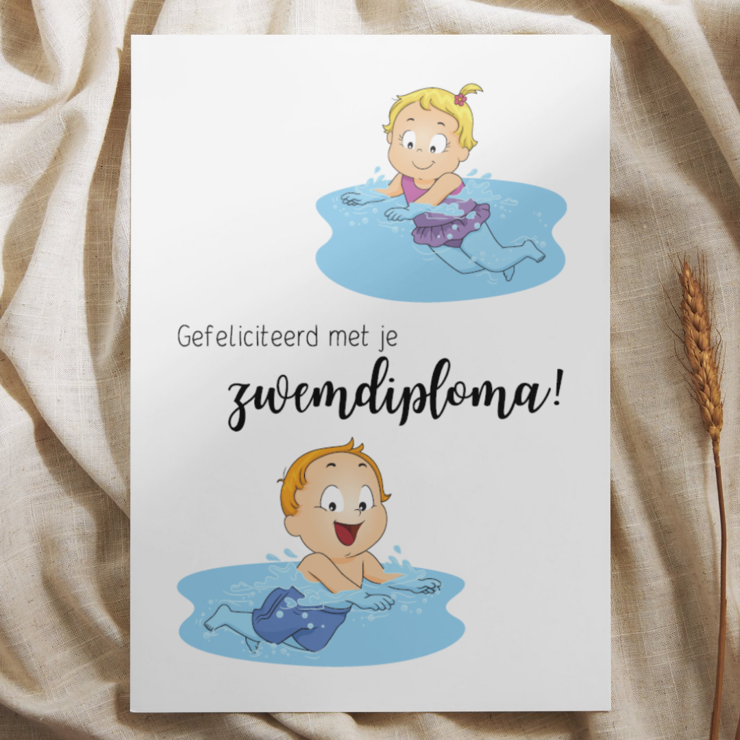 'Gefeliciteerd met je zwemdiploma!' - Ansichtkaart